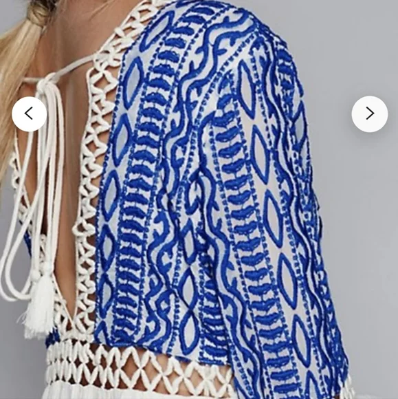 Free People Blue and Cream Mini Dress - Picture 11 of 13